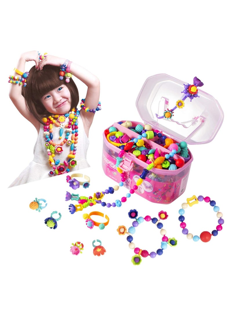 Beauenty Pop Beads, Jewelry Making Kit - Arts and Crafts for Girls 3-7 Years Old, Snap Beads Toys - Necklace, Bracelet, Ring Creative DIY Set - 520 pcs - Image 1