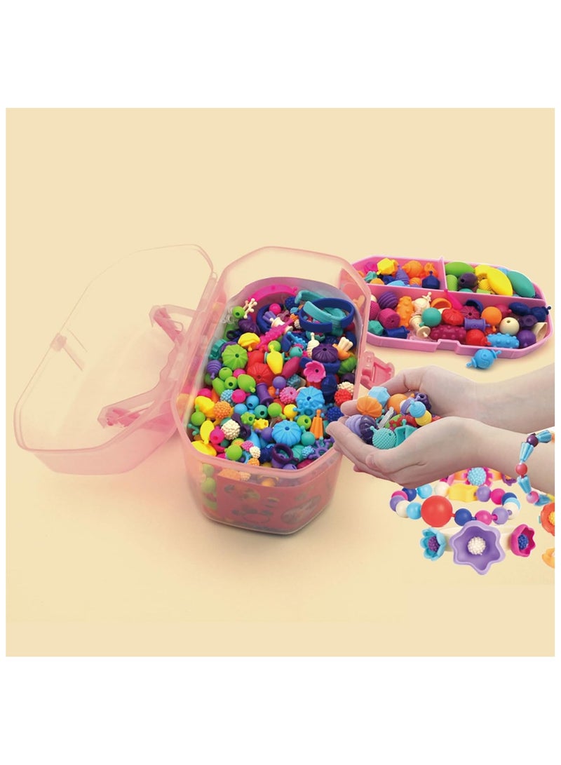 Beauenty Pop Beads, Jewelry Making Kit - Arts and Crafts for Girls 3-7 Years Old, Snap Beads Toys - Necklace, Bracelet, Ring Creative DIY Set - 520 pcs - Image 2