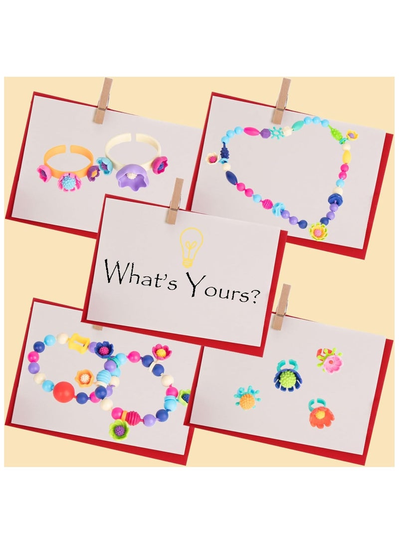 Beauenty Pop Beads, Jewelry Making Kit - Arts and Crafts for Girls 3-7 Years Old, Snap Beads Toys - Necklace, Bracelet, Ring Creative DIY Set - 520 pcs - Image 4