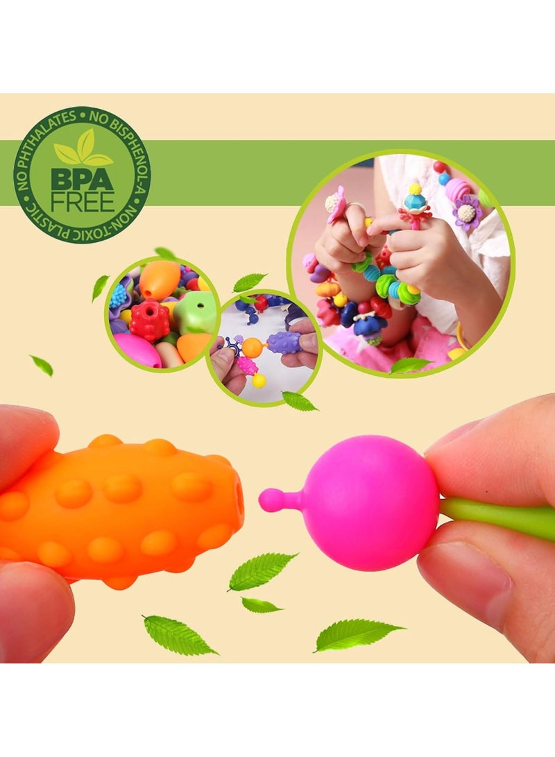 Beauenty Pop Beads, Jewelry Making Kit - Arts and Crafts for Girls 3-7 Years Old, Snap Beads Toys - Necklace, Bracelet, Ring Creative DIY Set - 520 pcs - Image 3