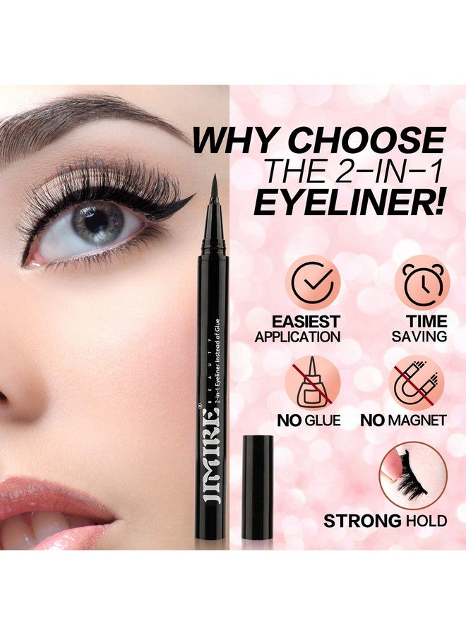 JIMIRE 2-in-1 Eyeliner Instead of Glue, Magic Eyeliner | Extra Strong Hold for False Eyelashes | No Magnet & No Glue Needed | Only for 20’s to Apply Lashes - Image 2