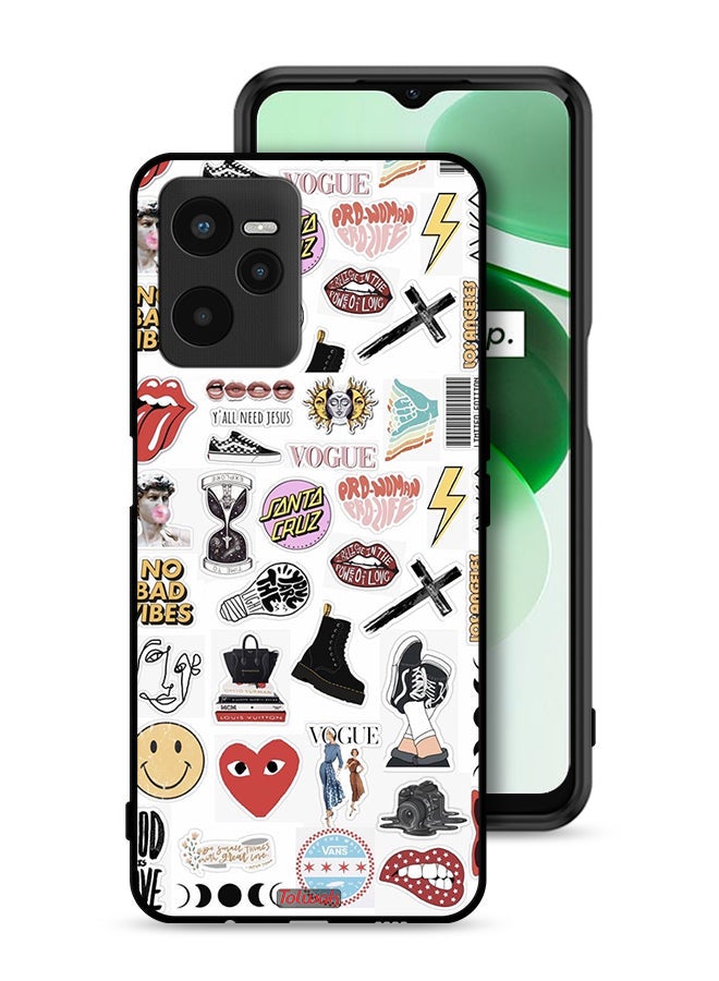 Tolwak Realme C35 Protective Case Cover No Bad Vibes Stickers - Image 1