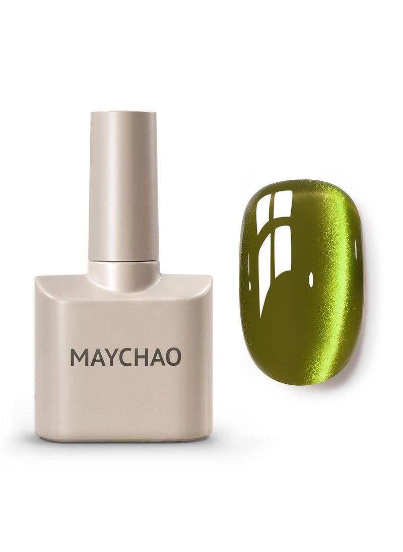 MAYCHAO MAYCHAO 15ML Cat Eye Gel Nail Polish 1Pc Aurora Green Gel Polish with Magnet Soak off Holographic Magnetic Nail Polish for Nail Art Manicure Salon DIY at Home, 0.5 OZ 