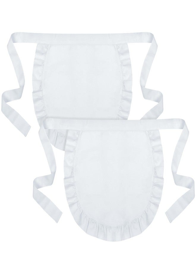 XLSXEXCL 2 قطعة مريلة خصر بيضاء للأطفال للتنكر نصف مريلة خادمة منتفخة ضيقة زي حفلة مطبخ هدايا للأطفال لحفلات الهالوين التنكرية - Image 1