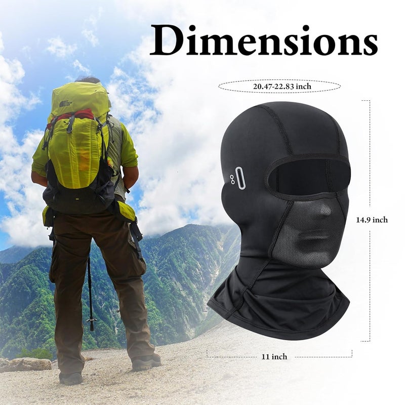 RarePicks Balaclava Face Mask | Cool Max Summer Neck Gaiter, Uv Protection, 4-Way Stretch Full Face Cover, Wind & Dust Resistant for Outdoor Sports Black - Image 2