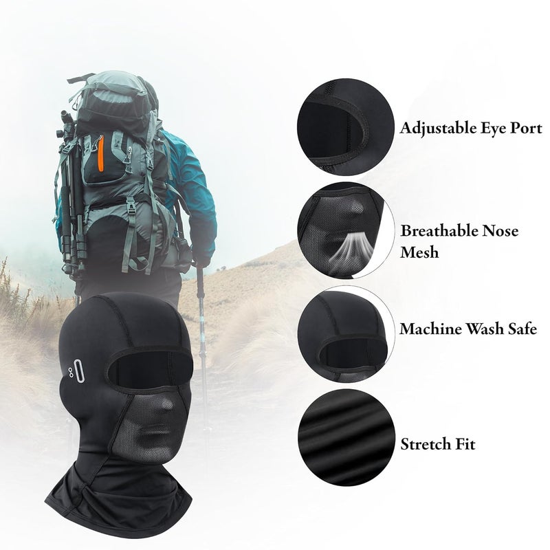 RarePicks Balaclava Face Mask | Cool Max Summer Neck Gaiter, Uv Protection, 4-Way Stretch Full Face Cover, Wind & Dust Resistant for Outdoor Sports Black - Image 3