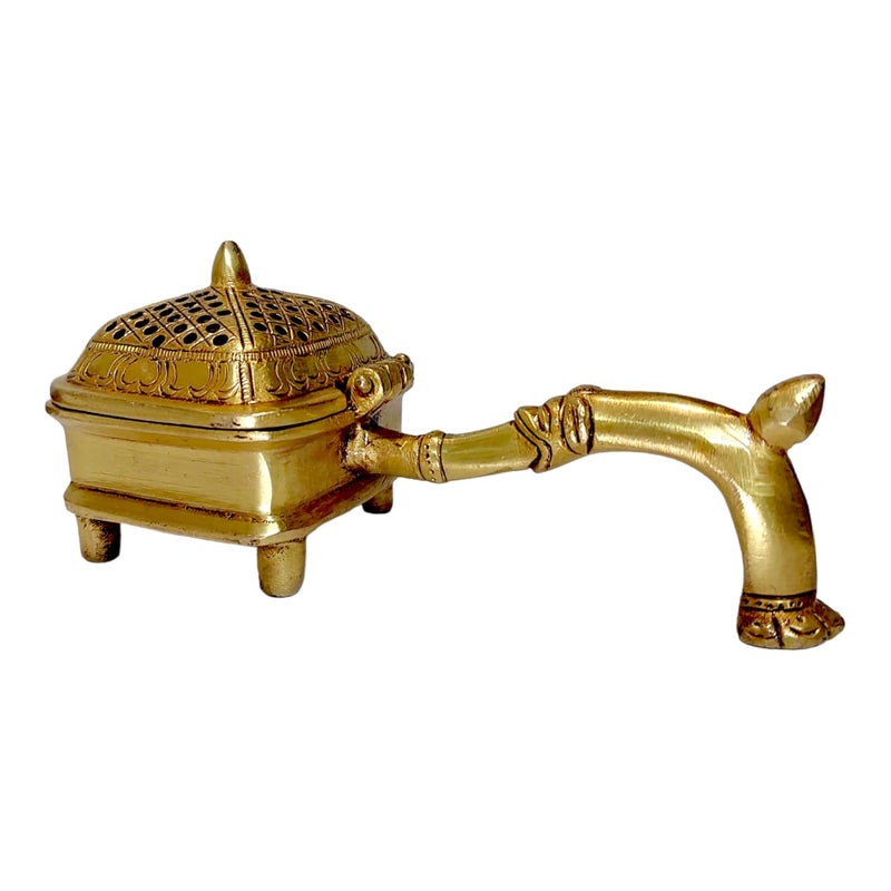 AargKraft Brass Loban Burner Dhoopdani Dhooni Dani Decorative Antique lubandanBakhoor Burner Holder - Image 2