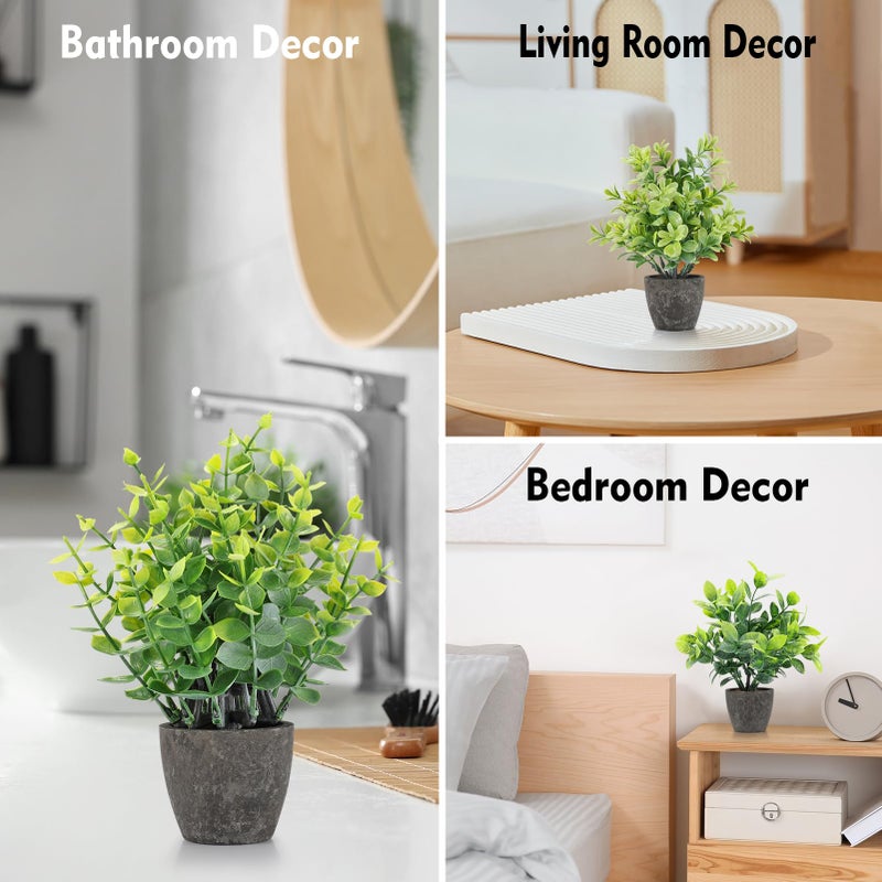 FAVOWREATH 4 Pack Fake Plants Ceramic Mini Artificial Greenery Potted Plants for Home, Office, Room, Farmhouse, Indoor Table, Bathroom Decor - Image 4