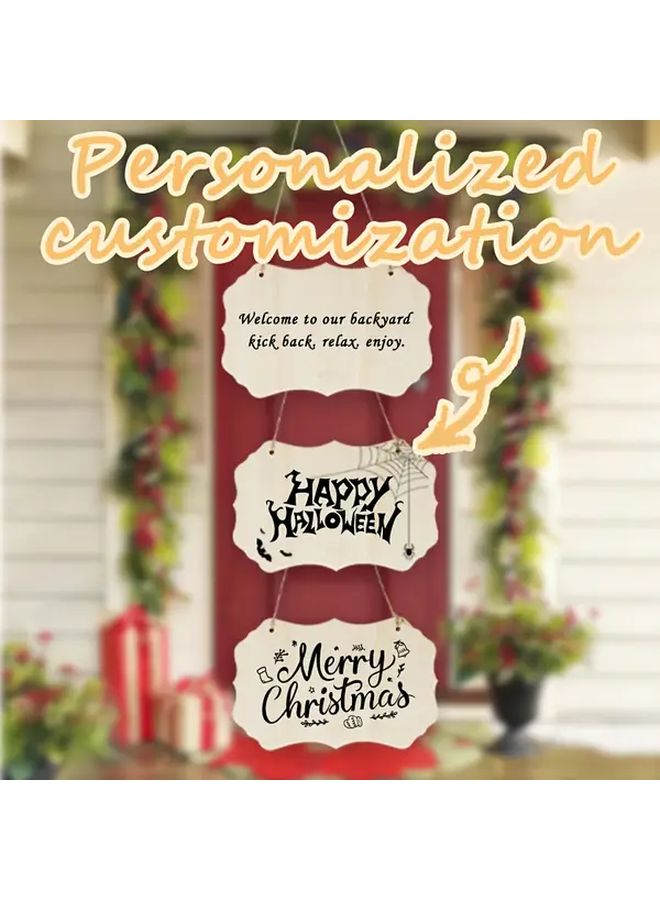 10 Pcs Wooden Hanging Sign Customizable Wall Decor for Halloween Christmas - Image 2