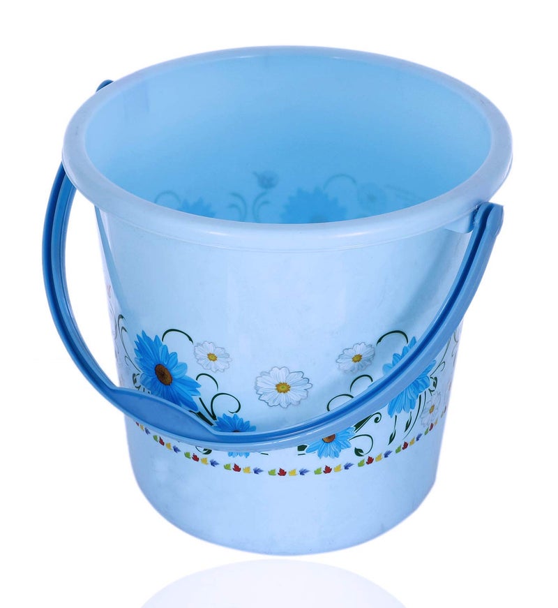 Urbane Home Urbane Home Floral Bathroom Bathing Set of 3 18 LTR Bucket1 LTR Mug40 LTR Bath Tub Blue  - Image 4
