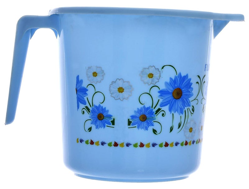 Urbane Home Urbane Home Floral Bathroom Bathing Set of 3 18 LTR Bucket1 LTR Mug40 LTR Bath Tub Blue  - Image 5