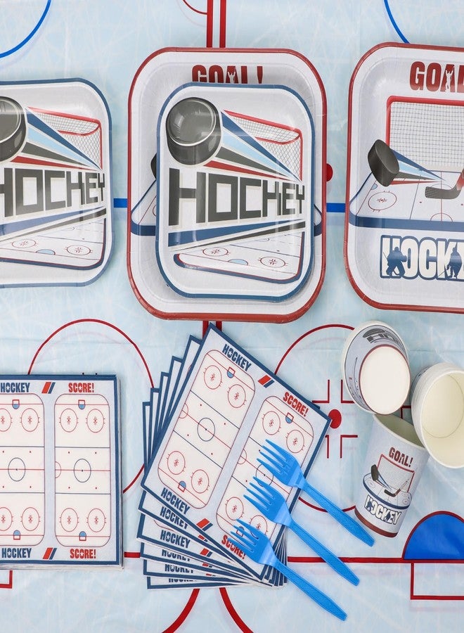 PTECDROTS Hockey Birthday Decorations - 81Pcs Tableware Pack, Disposable Hockey Theme Plates, Napkins, Tablecloth for Kids Fans Sports Birthday Party Supplies, Serve 20 - Image 3