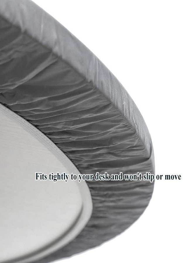 Topwon Round Tablecloth Fitted 70 Inch, Elastic Edge Silver Grey Vinyl Table Cover with Flannel Backing, Waterproof Oil-Proof Wipeable Fits Table up to 57" - 68" - Image 4