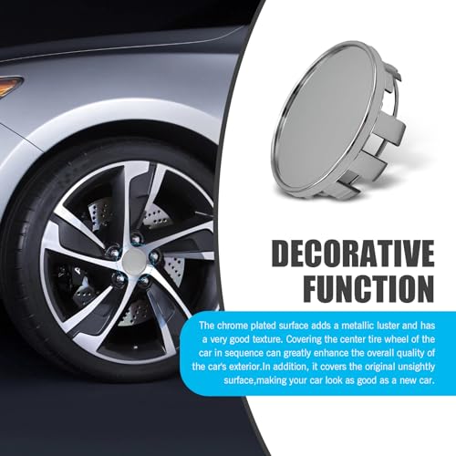 Tesnaao 4 PCS Car Wheel Center Cap, ABS Wheel Hub Protector, Snap-On Wheel Center Hub Cap, Outer Diameter 54mm, Card Diameter 50mm (Silver) - Image 5