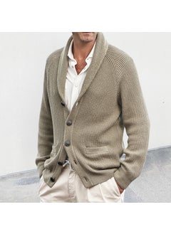 Generic Mens Stylish Knit Cardigan for Fall Winter Brown  - Image 5