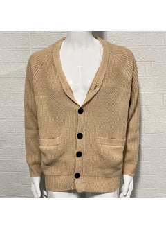 Generic Mens Stylish Knit Cardigan for Fall Winter Brown  - Image 3