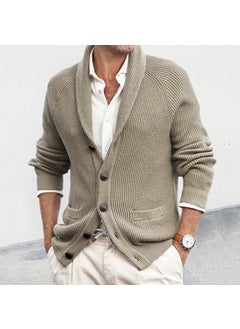Generic Mens Stylish Knit Cardigan for Fall Winter Brown  - Image 4