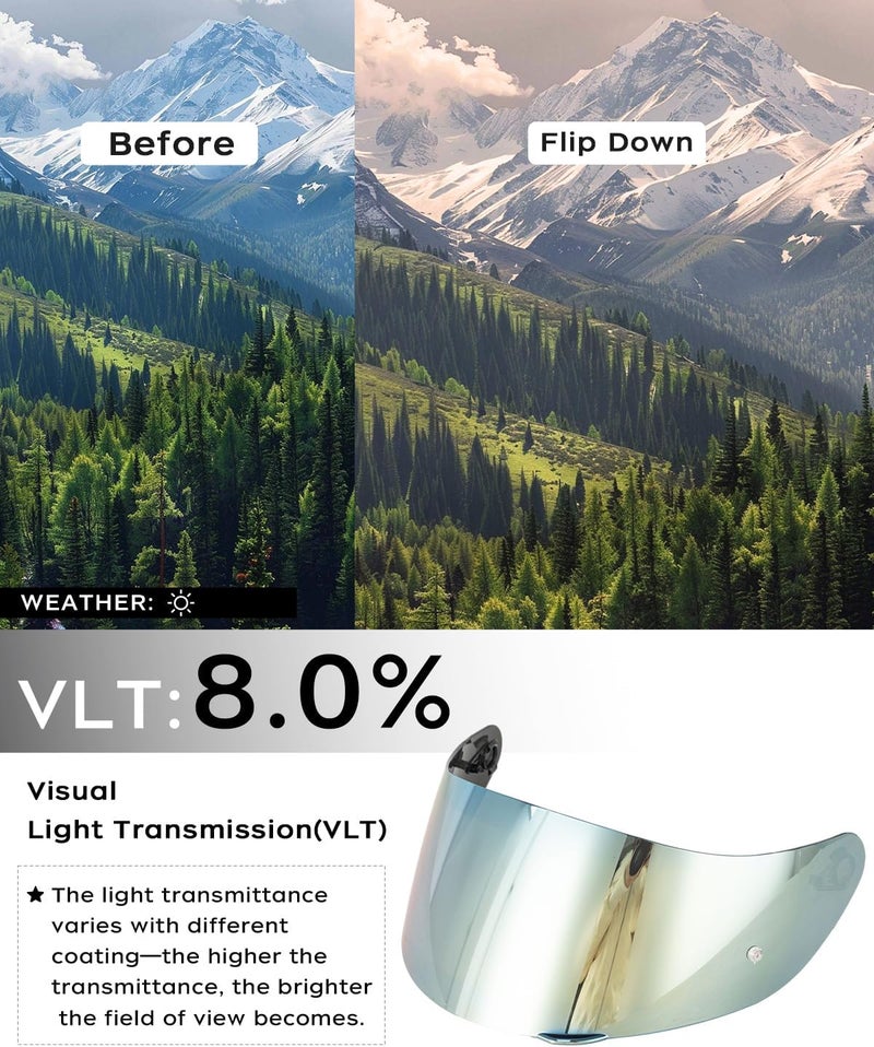 SOMAN K1 Helmet Visor Replacements, K1S Tinted Helmet Visor Compatible with K1 K1S K3SV K5 K5S UV Protection (Gold) - Image 3