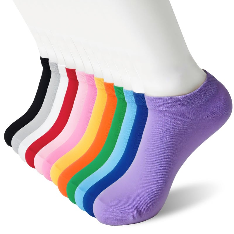 Cacacar Women's No Show Athletic Socks, Multicolor Breathable Ankle Length, Soft Comfortable, 12 Pairs (US, Numeric, 5, 8, Regular, Regular, 12 Colors) - Image 1