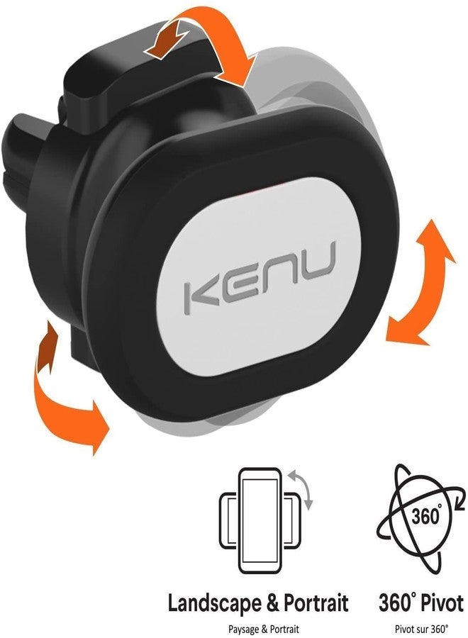 Kenu Airframe Magnetic Phone Car Mount for Air Vent - Portable Mobile Holder - 360 Degree Rotation - 6 Powerful Magnets with 1 Reusable Steel Plate - Use with Latest iPhones, Samsungs, and Androids - Image 2