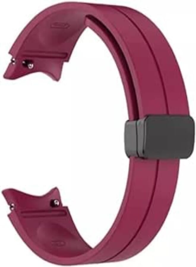 G-Power Silicone Replacement Wrist Band Strap With Magnetic Folding Clip And High Elasticity Specially For Samsung Galaxy Watch 4/5/5 Pro Series 40/44/45 Mm - Wine 