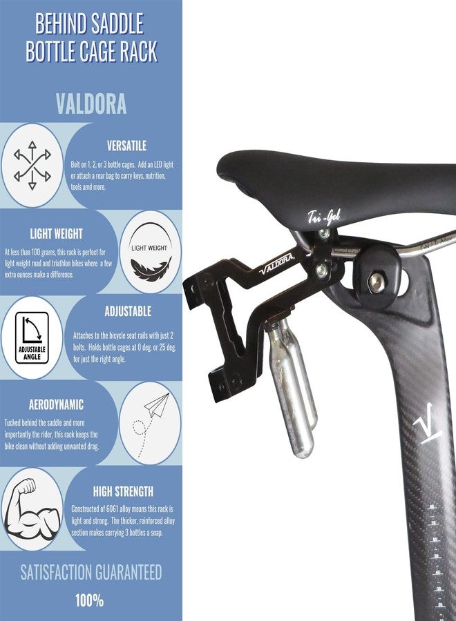 Valdora Saddle Water Bottle Holder | Triathlon Gear | Under Saddle Bottle Holder | Dual Water Bottle Cage Mount | Behind Seat Mount | Bike Water Bottle Holder | Bicycle Water Bottle Cage Holder - Image 4