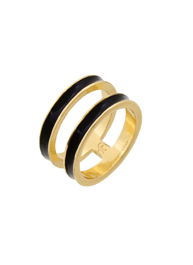 Fashionbox - Tribal Enamel Double Ring Black - Image 1