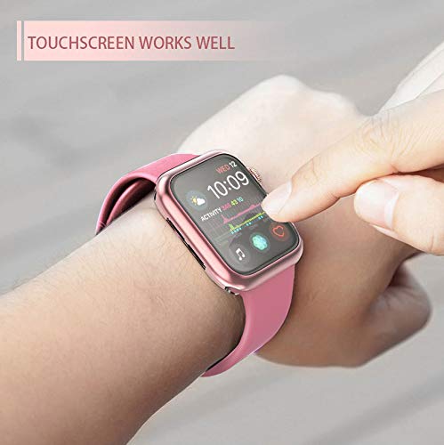 JULK [2-Pack] Julk 44mm Case for Apple Watch Series 6 / SE/Series 5 / Series 4 Screen Protector, Overall Protective Case TPU HD Ultra-Thin Cover (1 Rose Pink+1 Transparent) - Image 4