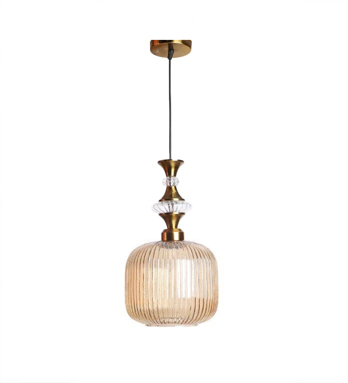 ELIANTE Povque Vintage Hanging Pendant Light | Gold Finish Iron with Gold Glass Shade | E27 Holder | Decorative Ceiling Light for Living Room & Restaurants | Free Bulb Included | 3 Years Warranty - Image 5
