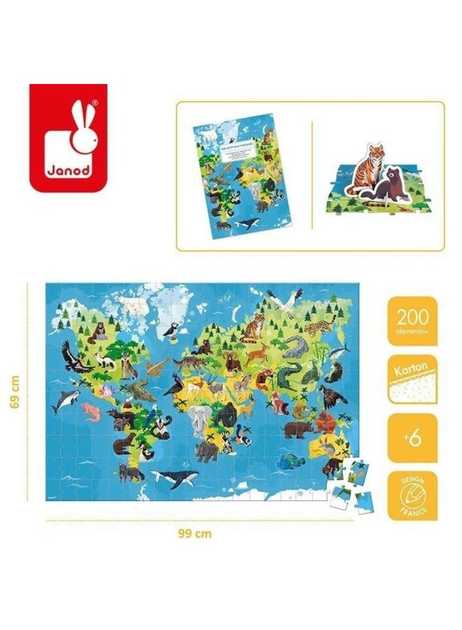 Janod Puzzle Endangered Animals 200 Pieces, Multicolor, J02676 - Image 3
