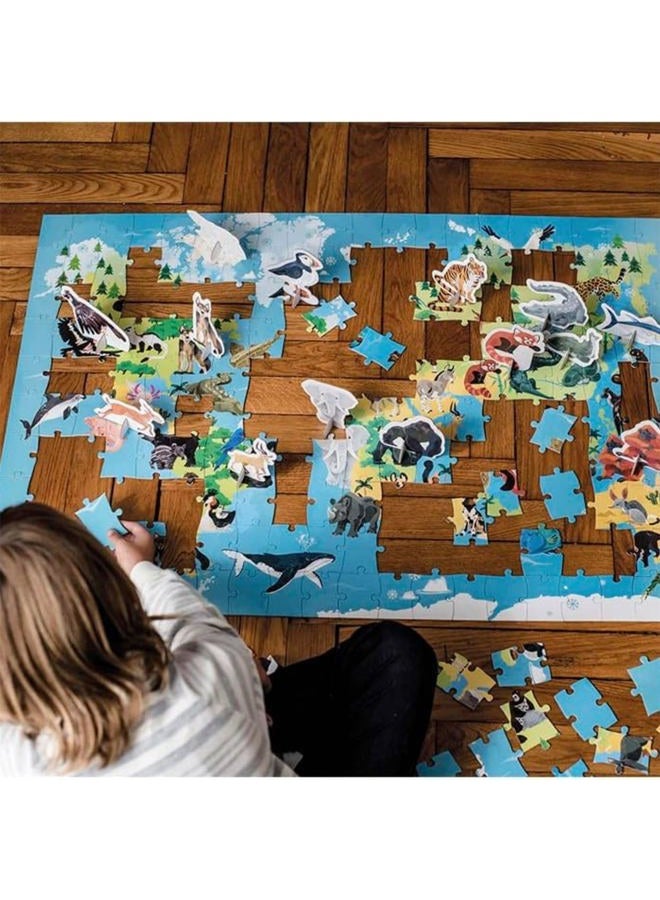 Janod Puzzle Endangered Animals 200 Pieces, Multicolor, J02676 - Image 2