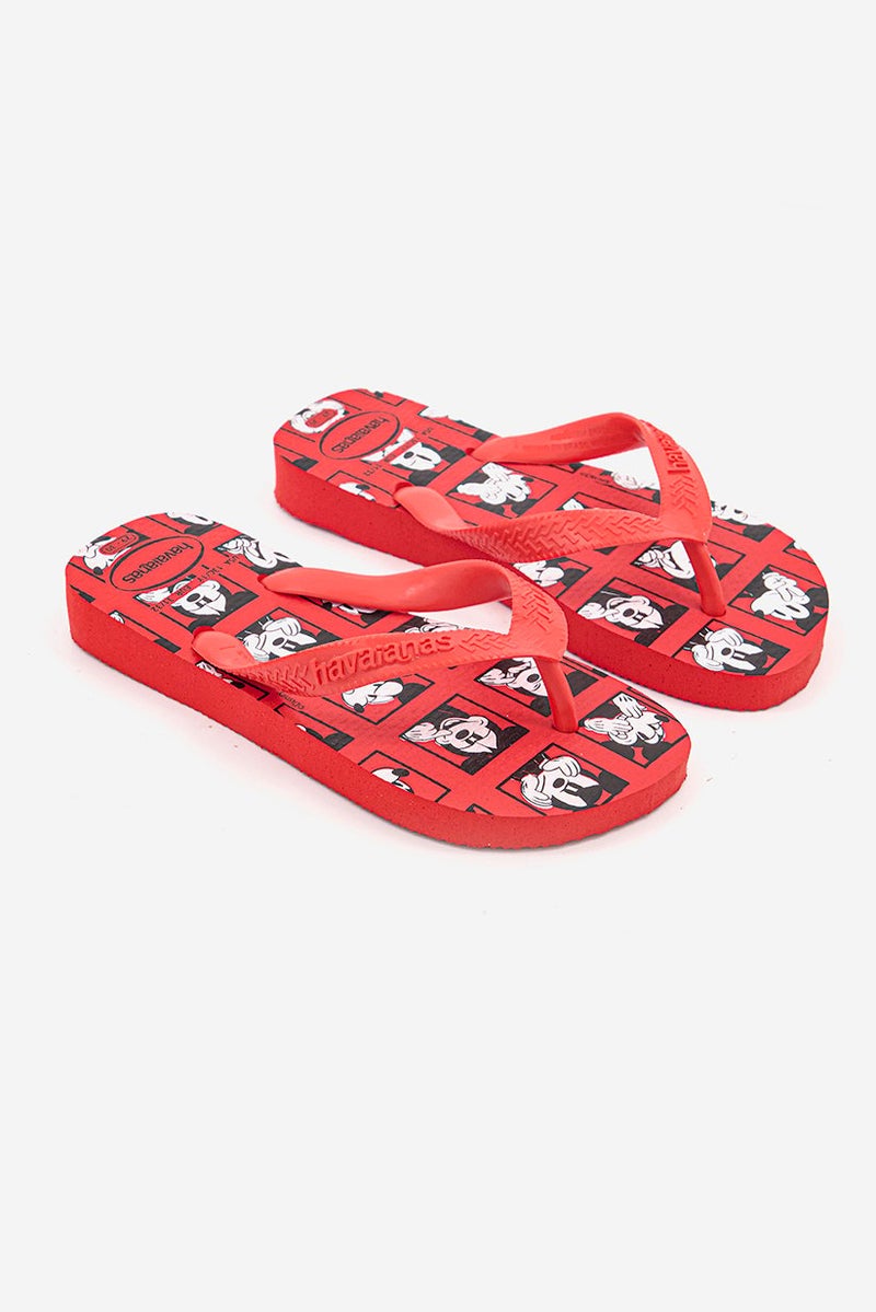 Havaianas Kids Girl Top Disney Flip Flops, Red Combo - Image 1