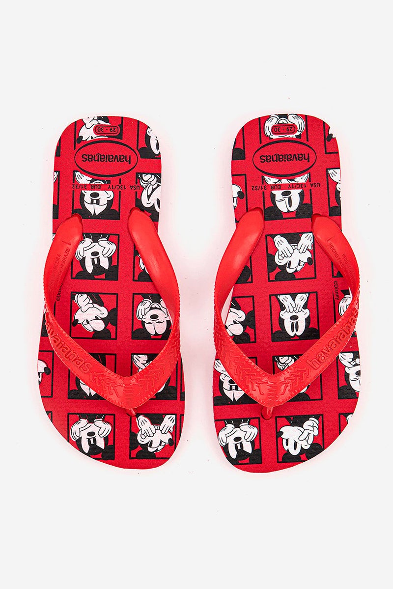 Havaianas Kids Girl Top Disney Flip Flops, Red Combo - Image 3