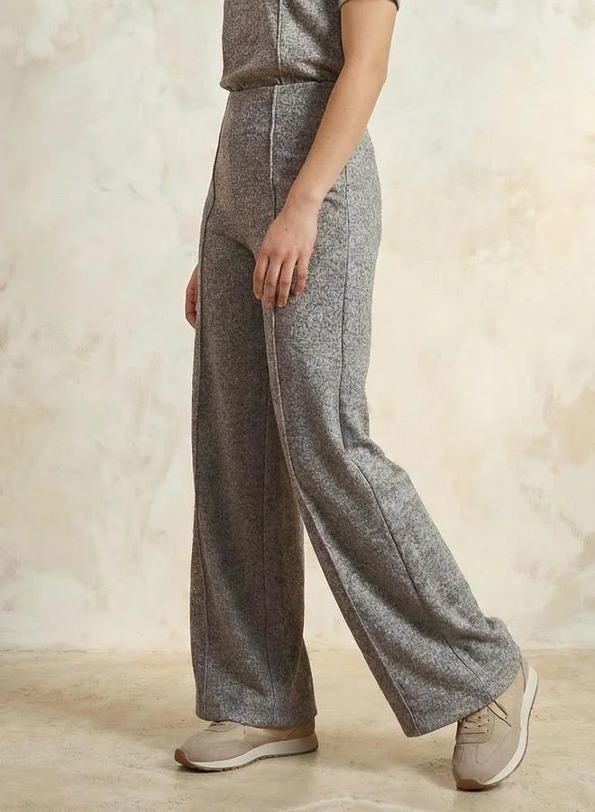Splash FAV GREY Wide Leg Mid-Rise Joggers Tipping Detail for Women | Best Price UAE