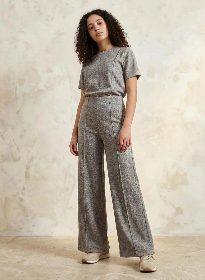 Splash FAV GREY Wide Leg Mid-Rise Joggers Tipping Detail for Women | Best Price UAE