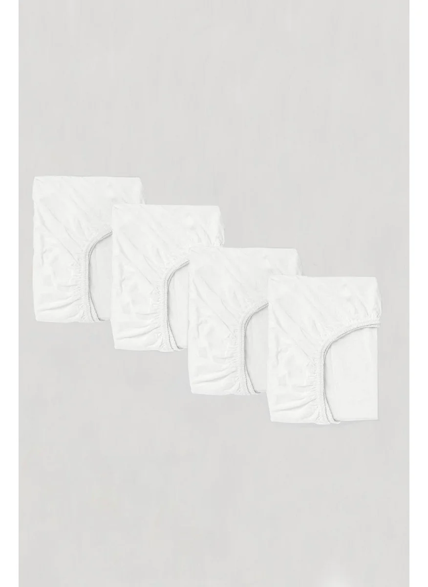 كوتن كونسيبت 4-Piece Combed Cotton 60 x 120 cm White 4-Sided Elastic Sheet