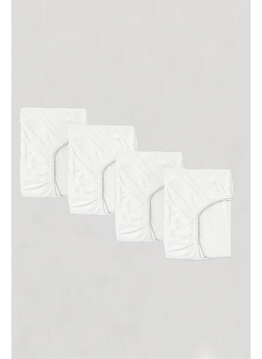 Cotenconcept 4-Piece Combed Cotton 60 x 120 cm White 4-Sided Elastic Sheet  - Image 1