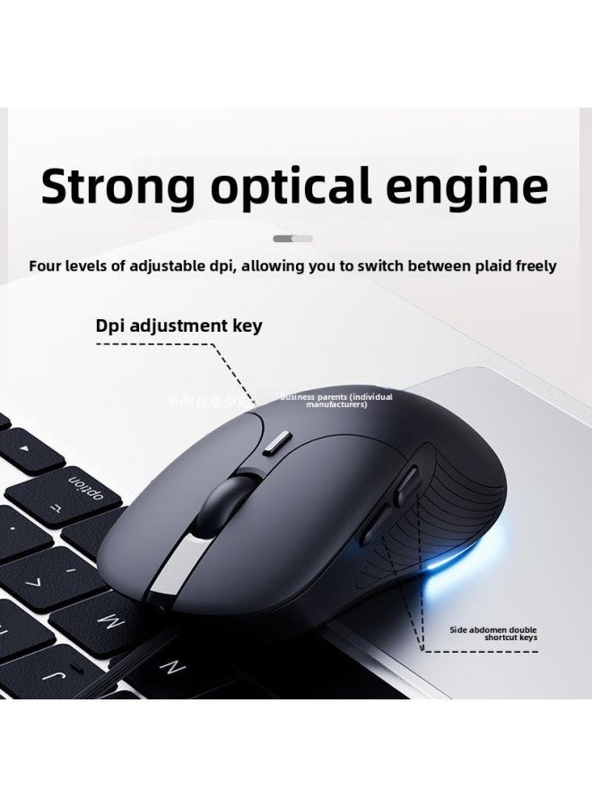 B2 Wired Mouse Mute Silent Office Game E-sports Computer Notebook Ergonomic Machinery-Color:Matt Black 【right Handicraft + on】-Interface:Official Standard - Image 3