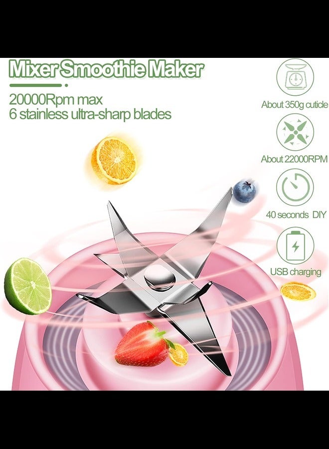 Blender - Mixer Smoothie Maker, 380 ml Rechargeable USB Stand Blender, Mini Mixer To Go with Drinking Cup - Also Perfect as Protein Powder Shaker or for Green Smoothies - Cup with Twist Off Lid  - Image 3