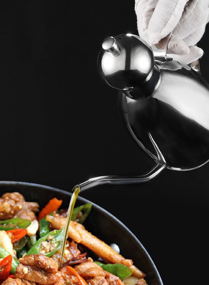600ml Stainless Steel Leak-proof Olive Oil Dispenser Pot Kitchen Cooking Vinegar Oil Container Bottle With Dust-Proof Lid And Easy Grip Handle - Image 2
