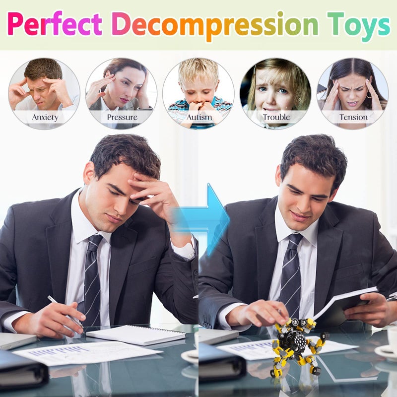 Gokeey Transformable Fidget Spinners 16 Pcs for Kids and Adults Stress Relief Sensory Toys for Boys and Girls Fingertip Gyros for Party Favors Easter Gifts for Kids - Image 4