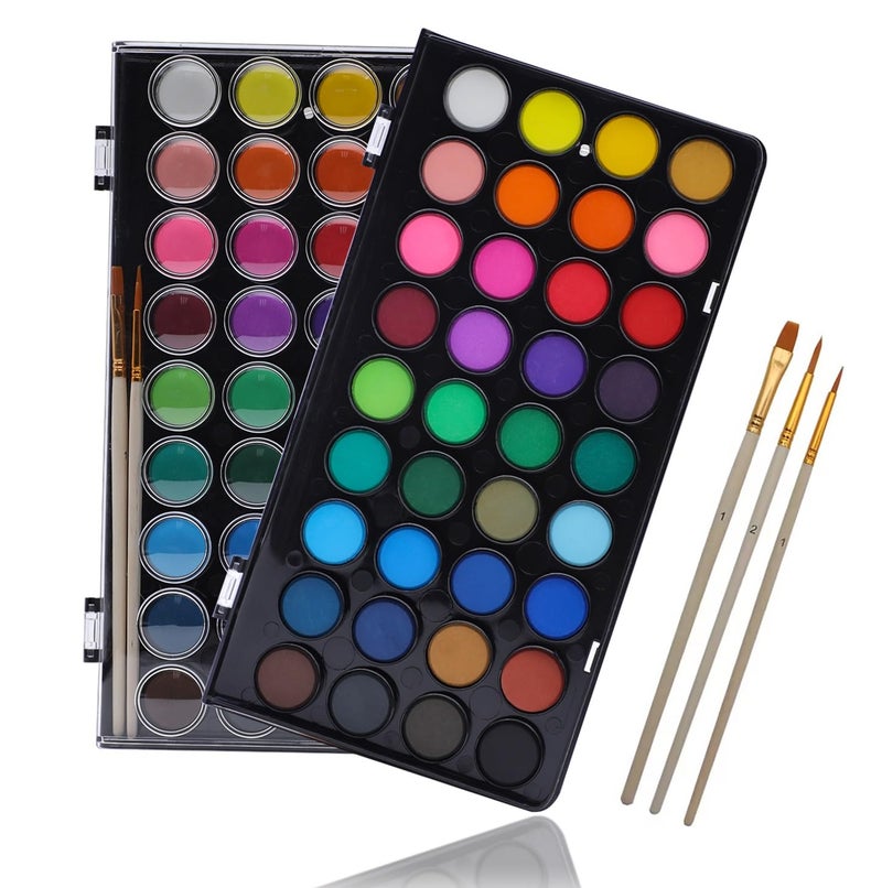 Artecho 36 Colors Watercolor Paint Set with 3 Brushes, Washable, Travel Design, Perfect for Card Making, Illustrations, Painting, Calligraphy - Image 1