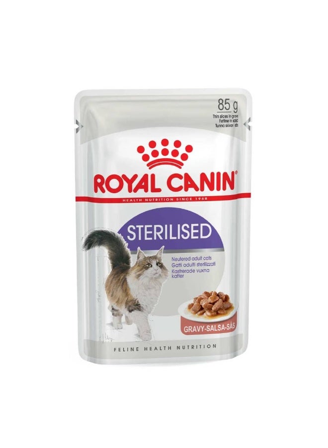 ROYAL CANIN Feline Health Nutrition Sterilised Gravy (WET FOOD - Pouches) 12x85g - Image 2