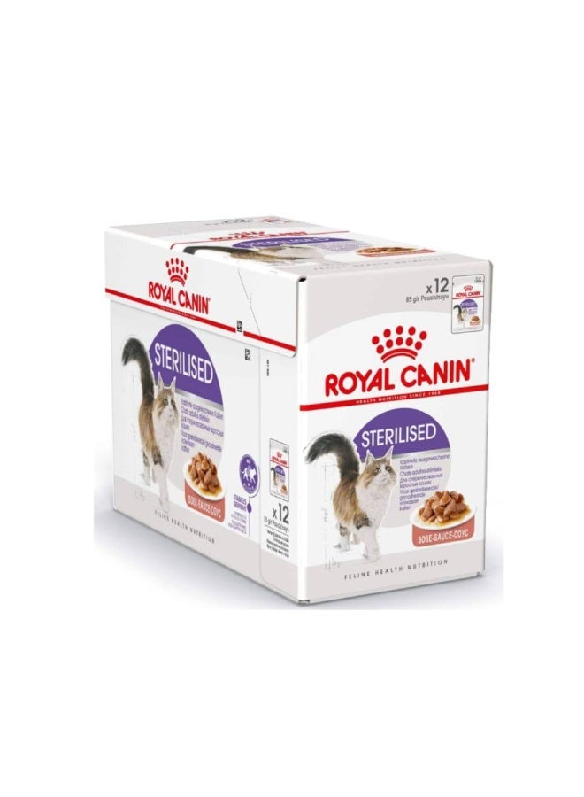 ROYAL CANIN Feline Health Nutrition Sterilised Gravy (WET FOOD - Pouches) 12x85g - Image 3