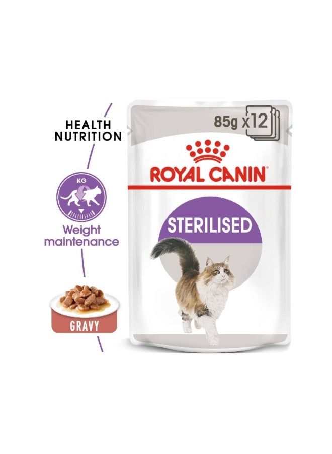ROYAL CANIN Feline Health Nutrition Sterilised Gravy (WET FOOD - Pouches) 12x85g - Image 1