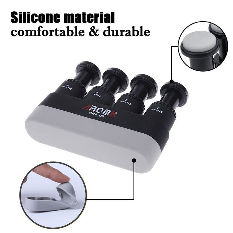 OIBTECH Finger Strengthener,4 Tension Adjustable Hand Grip Exerciser Ergonomic Silicone Trainer for Guitar,Piano,Trigger Finger Training, Arthritis Therapy and Grip, Rock climbing (AHF-03) - Image 2
