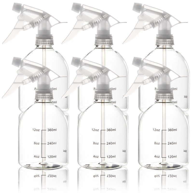 Youngever 6 Pack Empty Plastic Spray Bottles, Spray Bottles for Hair and Cleaning Solutions, 6 Pack 16 Ounce Bottles (White Sprayer) - Image 1