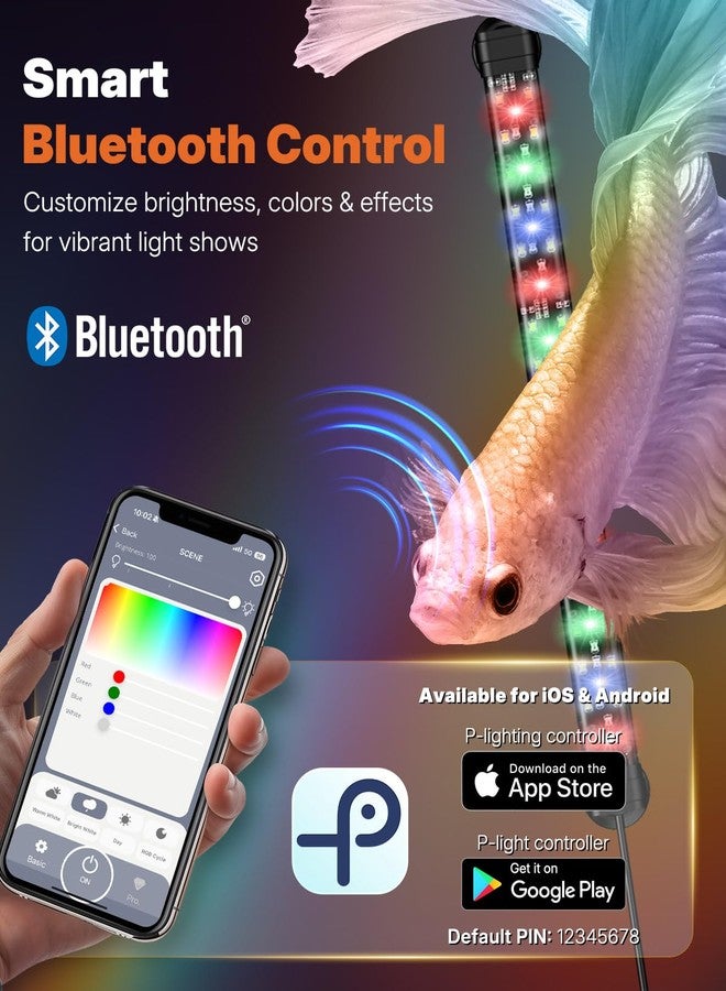 باوفلي مصباح حوض السمك Pawfly مزود بتقنية بلوتوث للنباتات، بقوة 6.5 واط وطول 12 بوصة، يوفر طيفًا كاملاً، مناسب لأحواض السمك من 13 إلى 22 بوصة، مصابيح LED غاطسة مع تحكم عبر تطبيق، أوضاع مؤقت، وسطوع قابل للتعديل. - Image 2