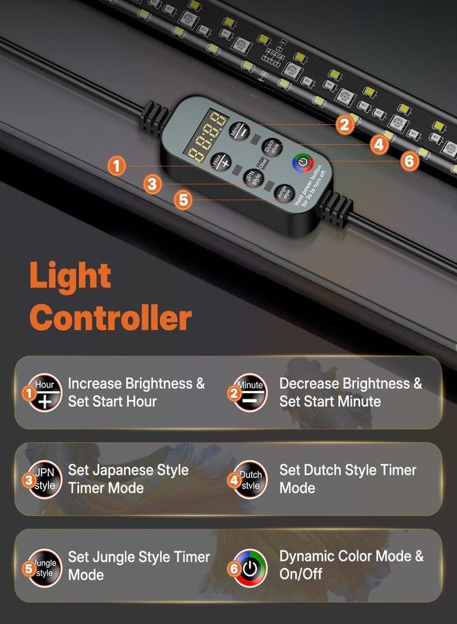 باوفلي مصباح حوض السمك Pawfly مزود بتقنية بلوتوث للنباتات، بقوة 6.5 واط وطول 12 بوصة، يوفر طيفًا كاملاً، مناسب لأحواض السمك من 13 إلى 22 بوصة، مصابيح LED غاطسة مع تحكم عبر تطبيق، أوضاع مؤقت، وسطوع قابل للتعديل. - Image 5