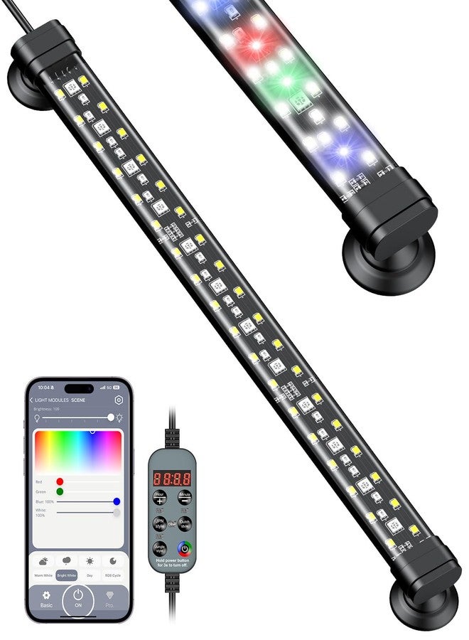 باوفلي مصباح حوض السمك Pawfly مزود بتقنية بلوتوث للنباتات، بقوة 6.5 واط وطول 12 بوصة، يوفر طيفًا كاملاً، مناسب لأحواض السمك من 13 إلى 22 بوصة، مصابيح LED غاطسة مع تحكم عبر تطبيق، أوضاع مؤقت، وسطوع قابل للتعديل. - Image 1